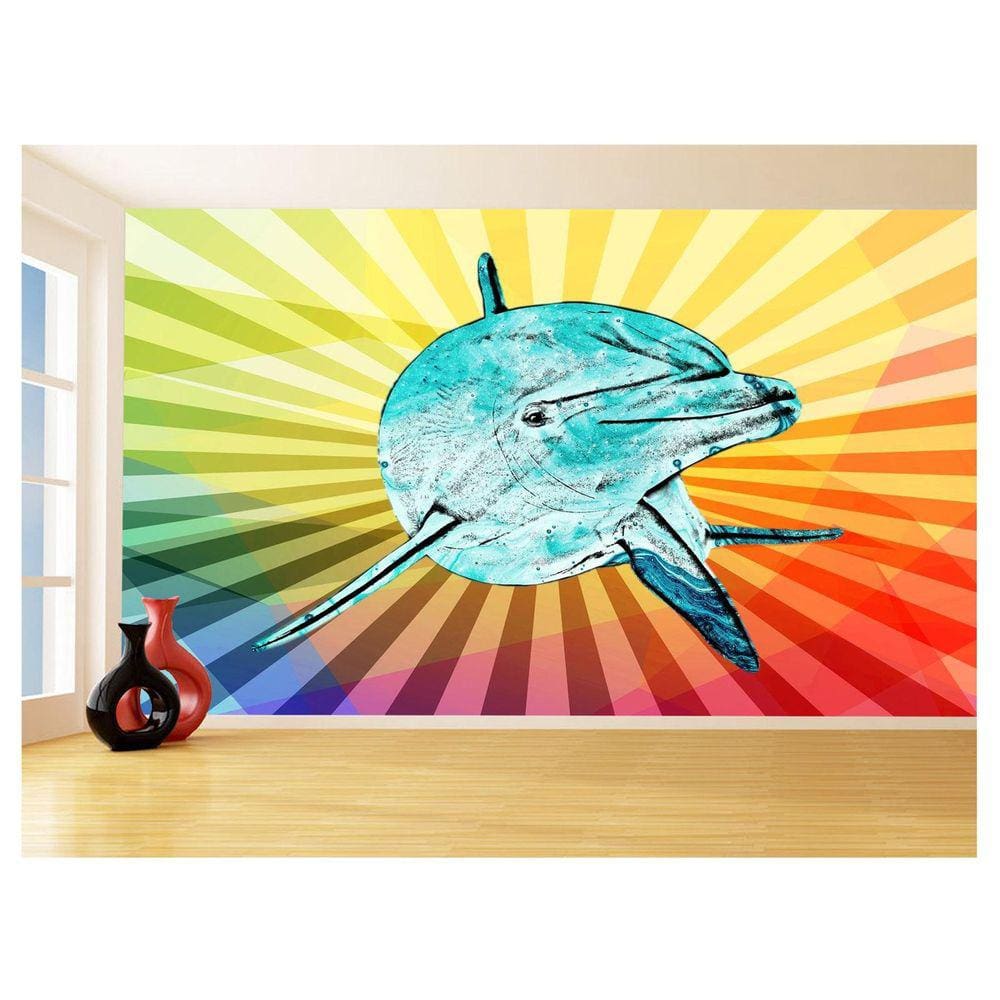 Papel De Parede 3D Animais Pop Art Golfinho Cor 3,5M Pxa281