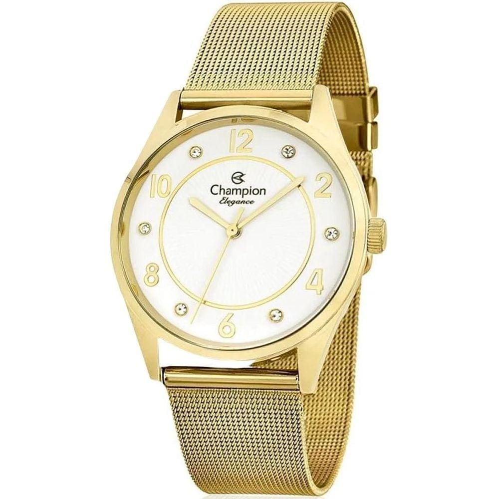Relógio Champion Feminino Elegance Mash + Folheados Cn25690D