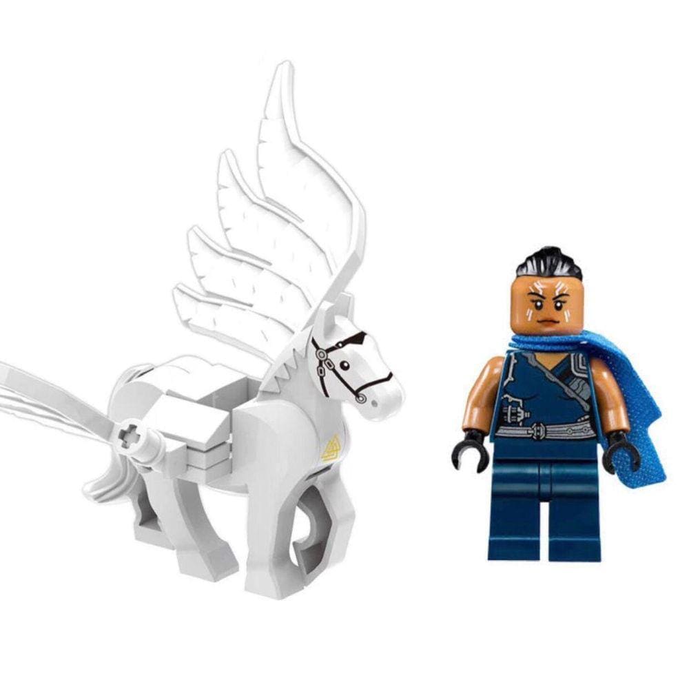 Boneco Blocos De Montar Valquíria Com Cavalo De Batalha