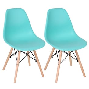 Kit 2 Cadeiras Charles Eames Eiffel Dsw Com Pés De Madeira Clara Verde Tiffany