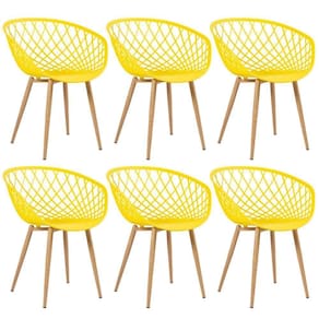 Kit - 6 X Cadeiras Clarice Nest Com Apoio De Braços - Sidera - Amarelo