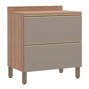 Balcão Luciane Yara 80 Cm 2 Gavetões Com Tampo 1303/199 Vanilla/Grafite