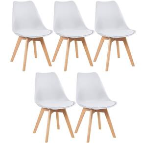 Kit 5 Cadeiras Com Assento Estofado Leda Branco