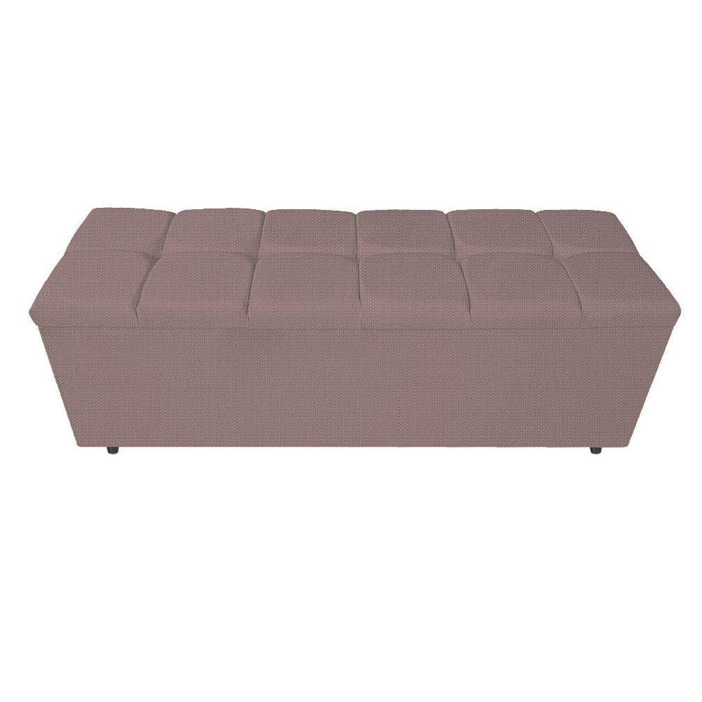Calçadeira Estofada Manchester 140cm Casal Linho Rosê