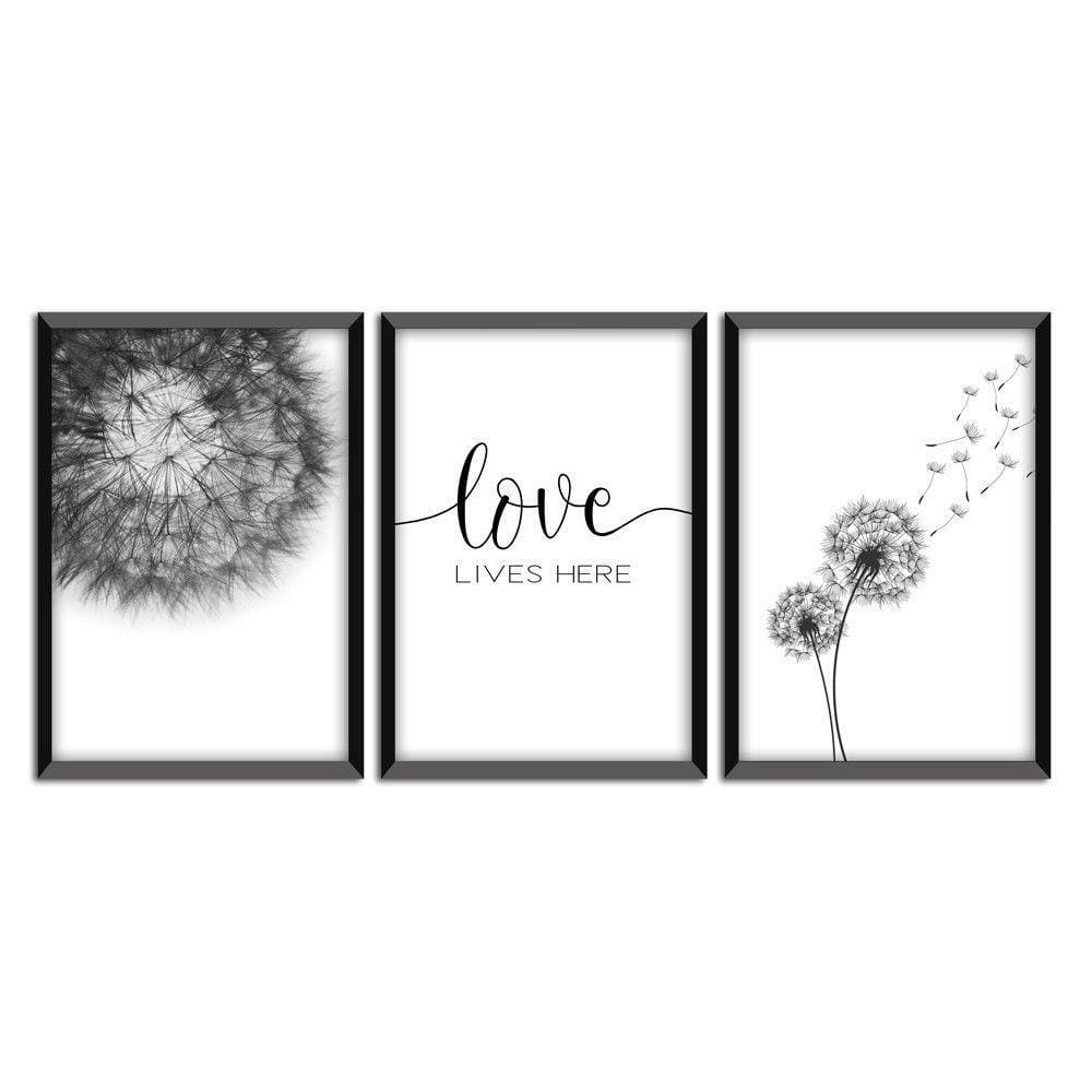 Kit 03 Quadross "Love Lives" 43X33X1Cm