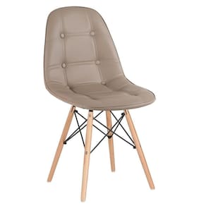 Cadeira Estofada Eames Eiffel Botonê - Base De Madeira Clara - Nude