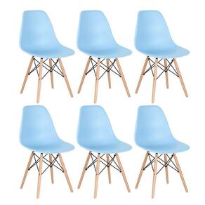 Kit 6 Cadeiras Charles Eames Eiffel Dsw Com Pés De Madeira Clara Azul Claro