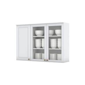 Armário Aéreo 3 Portas De Vidro 120Cm Americana Henn Branco