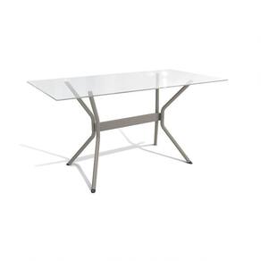 Mesa Loire Níquel Com Tampo De Vidro Incolor 1,50m