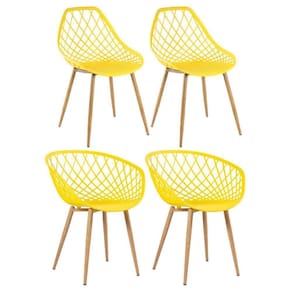 Kit 2 Cadeiras Clarice Nest Sidera Com Braços + 2 Cadeiras Cloe Amarelo