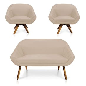 Kit 01 Namoradeira 02 Lugares E 02 Poltronas Giovana Suede Bege