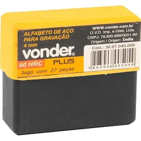 Alfabeto De Aço Punção 10mm A-z Para Gravação - Vonder Plus