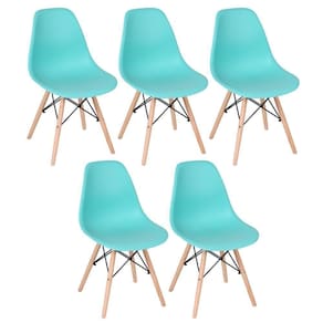 Kit 5 Cadeiras Charles Eames Eiffel Dsw Com Pés De Madeira Clara Verde Tiffany