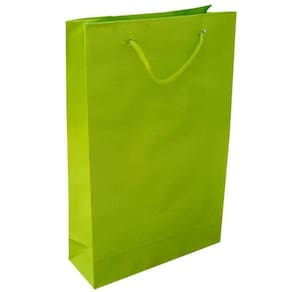 Kit 100 Sacolas De Papel Verde Limão 25X17X6Cm Bolsa Festa