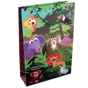 Kit 100 Sacolas Safari Floresta 25X17X6Cm Bolsa Festa
