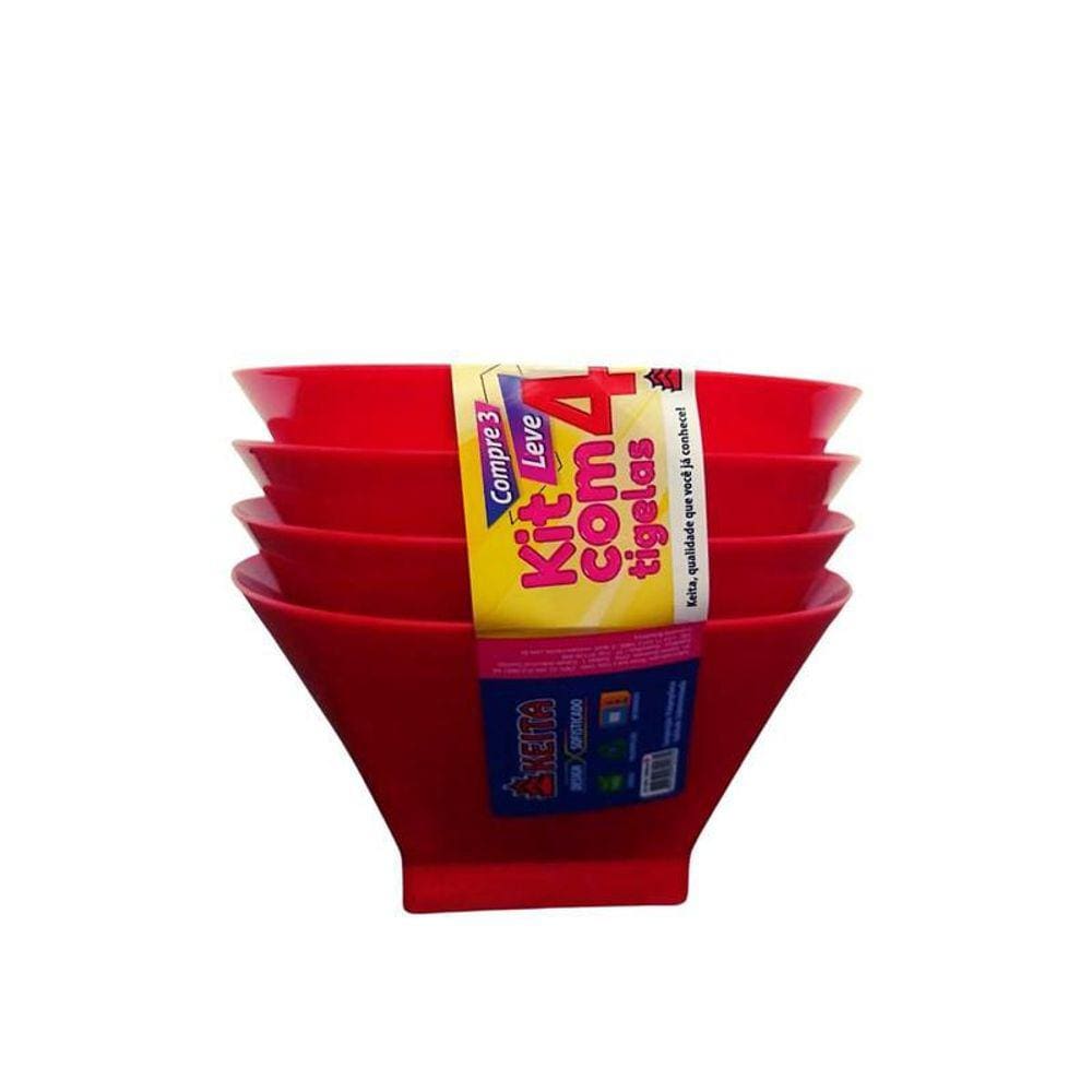 Kit 4 Tigela Pote Plástico Cumbuca Petiscos Sobremesa 500Ml