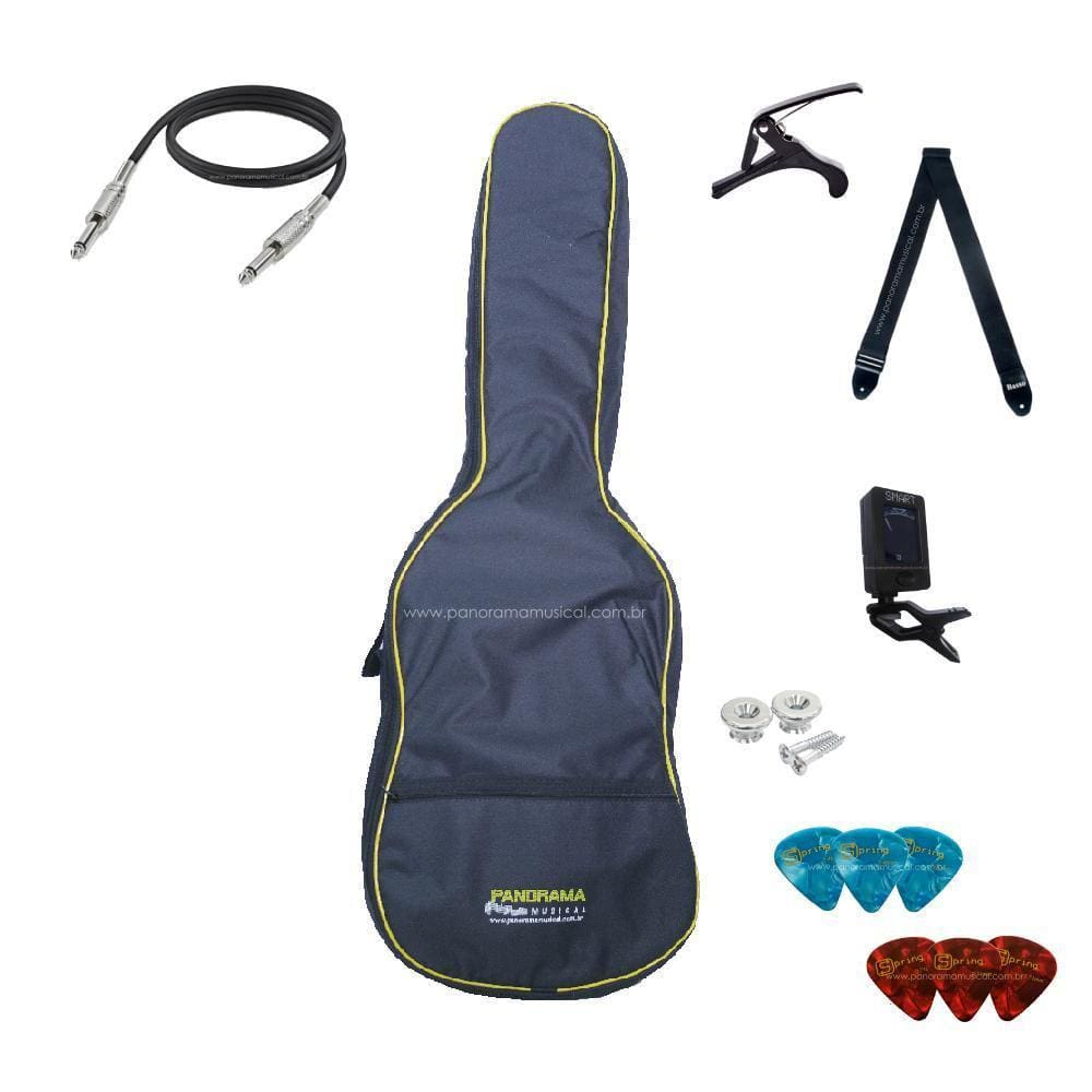 Kit Acessórios Para Violão 3/4 Elétrico Luxo Kit C/7 Itens