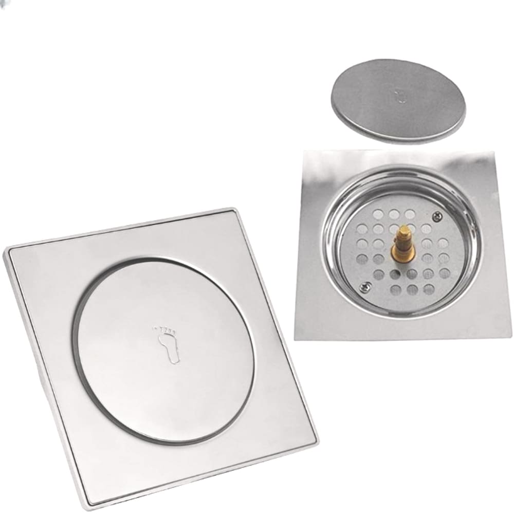 Ralo Inteligente Click para Banheiro 10x10 cm Inox Quadrado