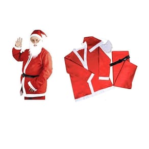 Fantasia Papai Noel Flanelada Feltro 100% Poliéster - Magizi - Vermelho - único