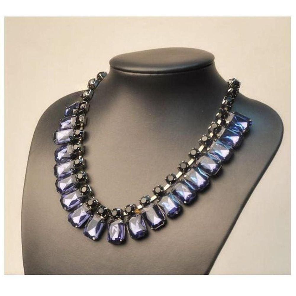 Colar Retrô Cristal Azul