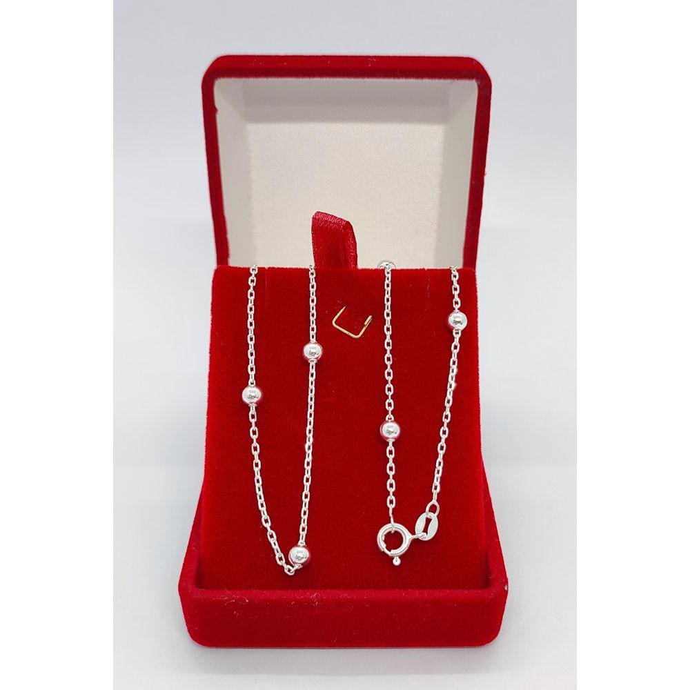 Corrente Cadeado Diamantada com Bola 45cm Prata 925