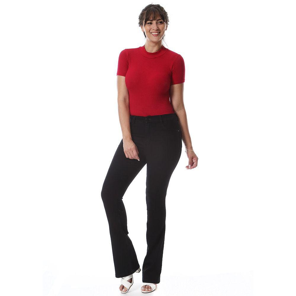 Calça Boot Cut Sarja Preta Sawary