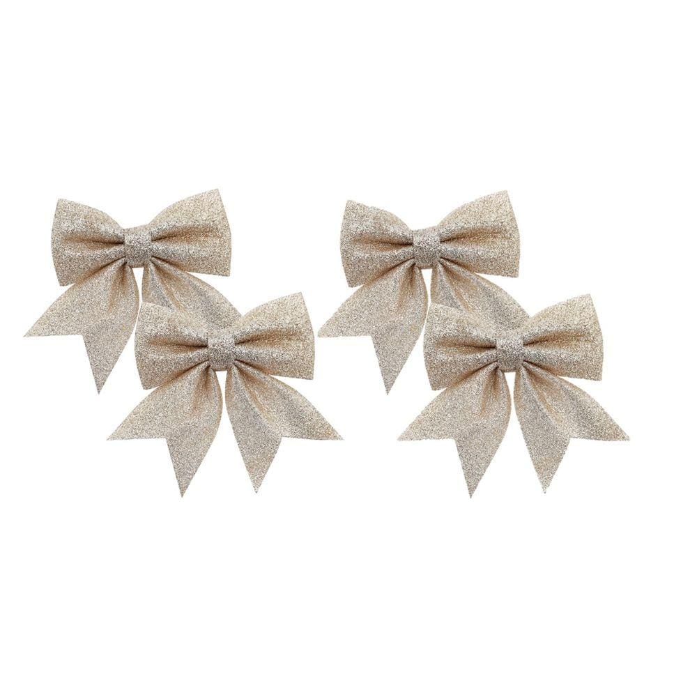 Kit Laço Glitter Dourado Natal 13cm 4 Unidades