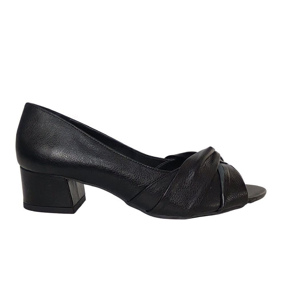 Peep Toe Nó Salto Baixo James Mendes - Preto