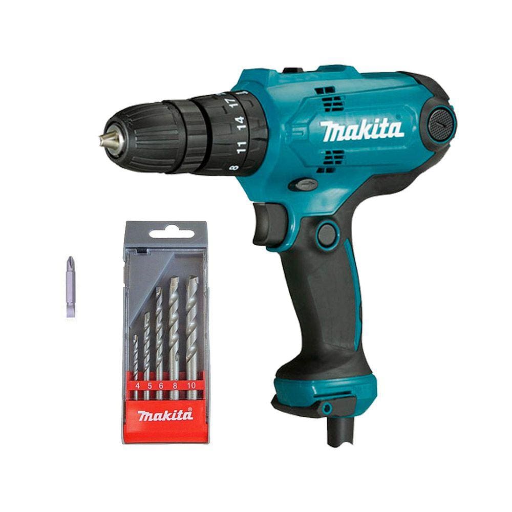 Parafusadeira Furadeira de Impacto Kit 5 Brocas HP0300P Makita 220V