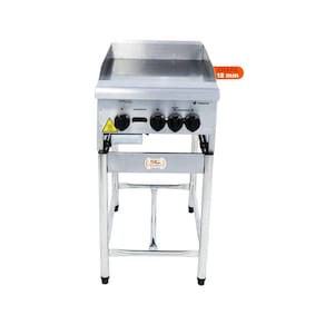 Chapa Americana Profissional 45cm a Gás 18mm Lisa Inox com Pé CGP45 - Venâncio