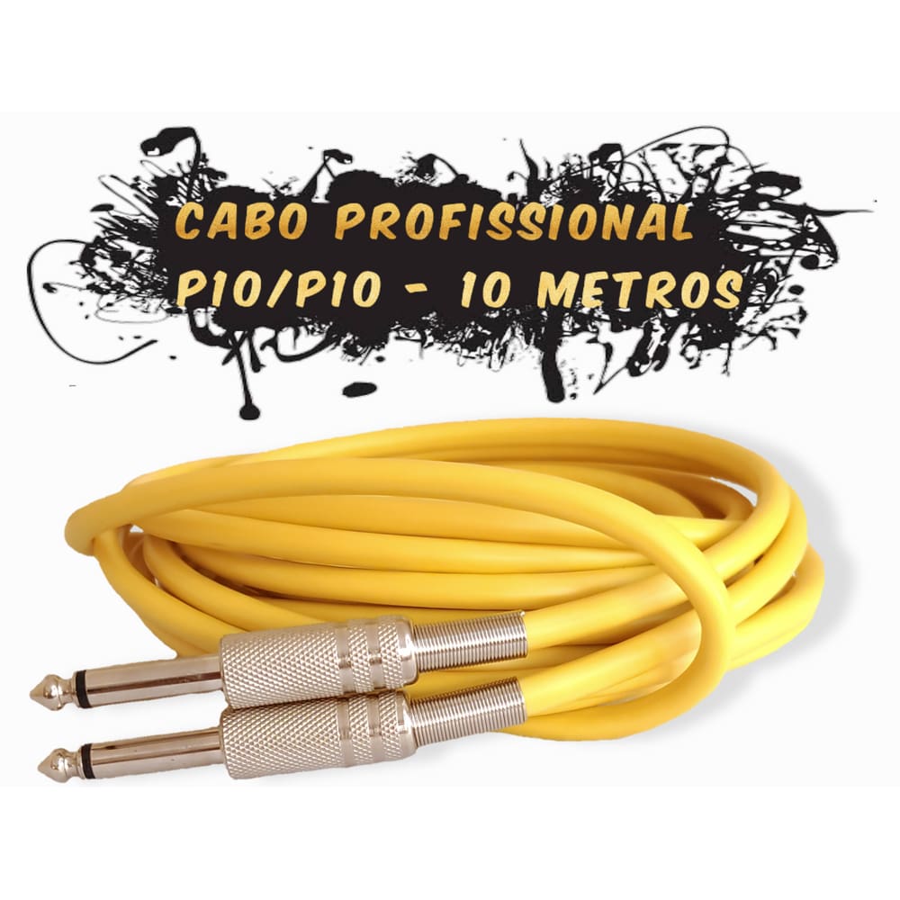 02Un Cabo P10  10 Metros Caixa De Som Violão Guitarra