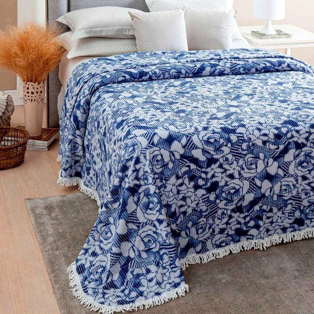 Colcha Chenille Jolitex Casal Valentina Azul