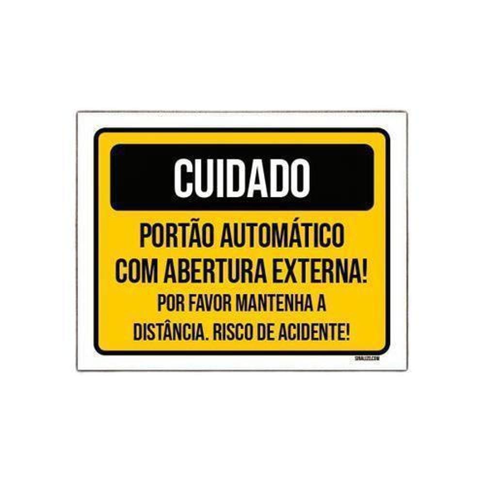 Placa Sinalização - Cuidado Portão Abertura Externa 36X46