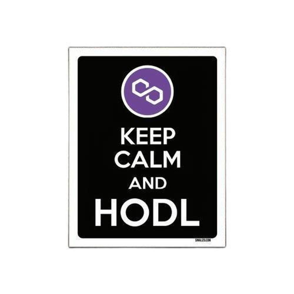 Placa Decoraçao - Keep Calm Hodl Hold Polygon Matic 27X35Cm