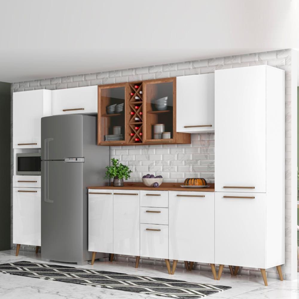 Cozinha Modulada Completa com Bancada e portas de vidro 10PC linha