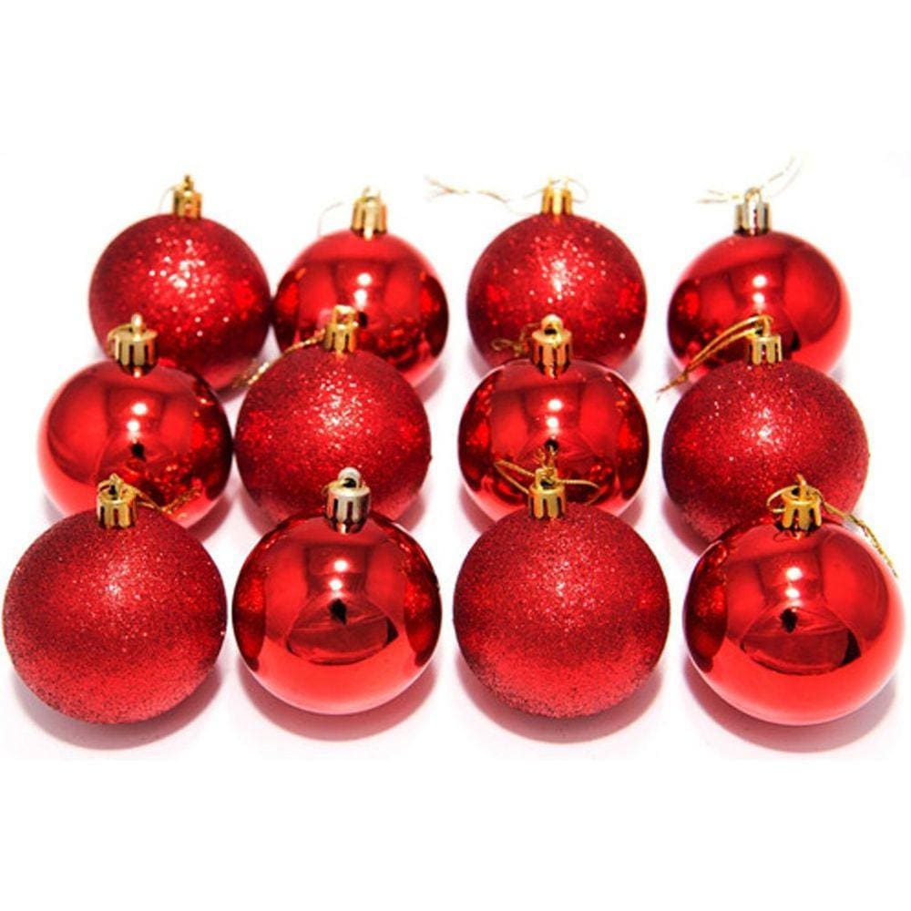 Kit 36 Bolas Vermelhas Enfeite Natalino Árvore Natal 40mm