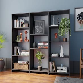 Estante Livreiro Multiuso 7 Prateleiras 11 Nichos London Yescasa Preto Perfect Touch