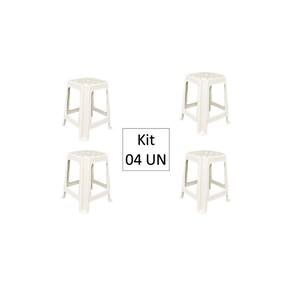 Kit 04 banquetas banquinhos de plástico resistente branco Inoplast