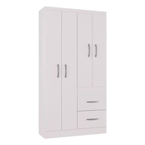 Guarda Roupa Solteiro Milão 4 Portas Branco Brilho - Poquema
