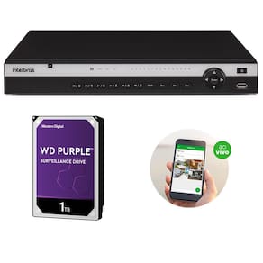 Gravador de Vìdeo NVR 16 Canais 4K PoE NVD 3316 P + HD 1 Tera Purple Intelbras