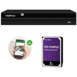 Gravador Digital de Vídeo NVR 8 Canais 4K PoE NVD 1408 P + HD 2 Teras Intelbras