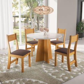 Conjunto para Sala de Jantar com 4 Cadeiras Athenas Viero Marrom/Blonde/Marrom