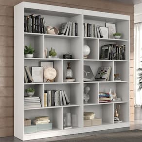 Conjunto 2 Estantes para Livros Home Office 186cm Espresso Móveis Branco TX