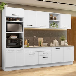 Armário de Cozinha Completa 310cm Branco Agata Madesa 02