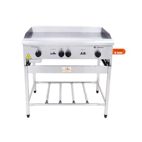 Chapa Americana Profissional 90cm a Gás 8mm Lisa Inox com Pé CGP90 - Venâncio