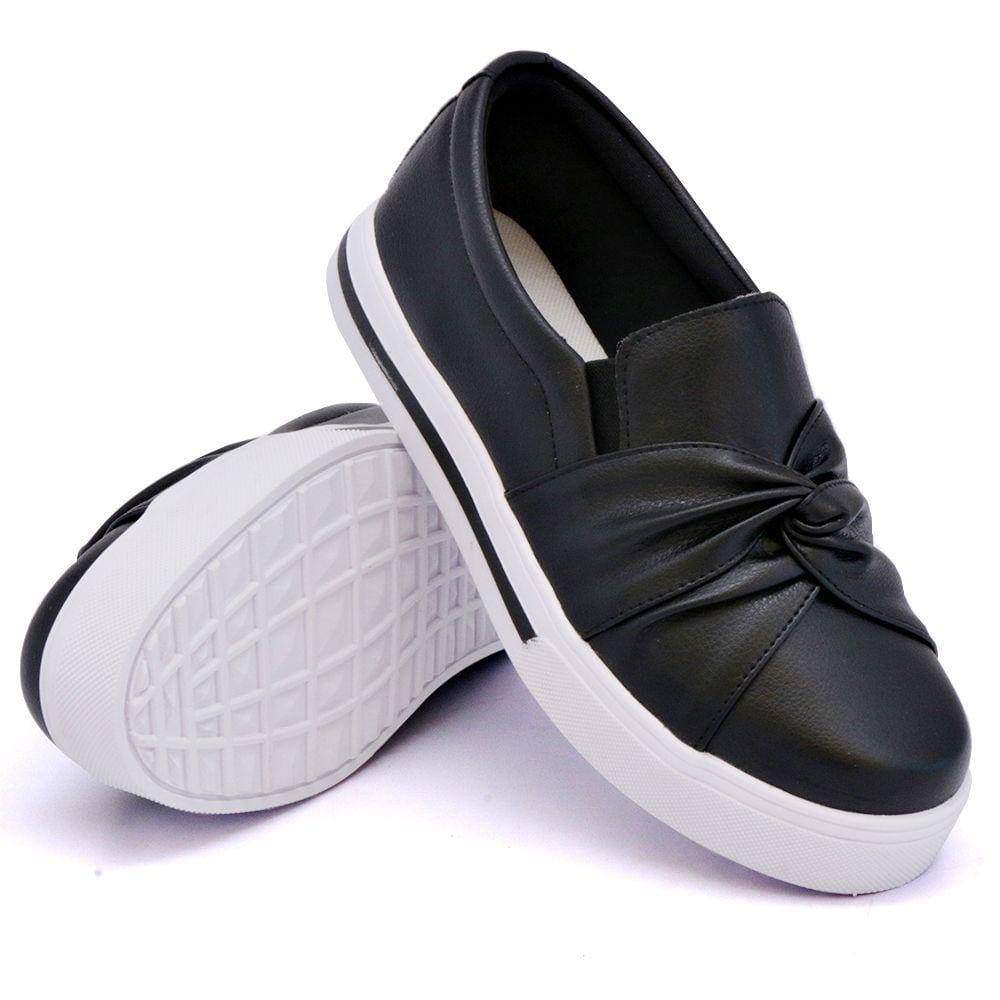 Tenis Slip On LK Store Detalhe Tiras com Nó e Elasticos Sola Alta Reta