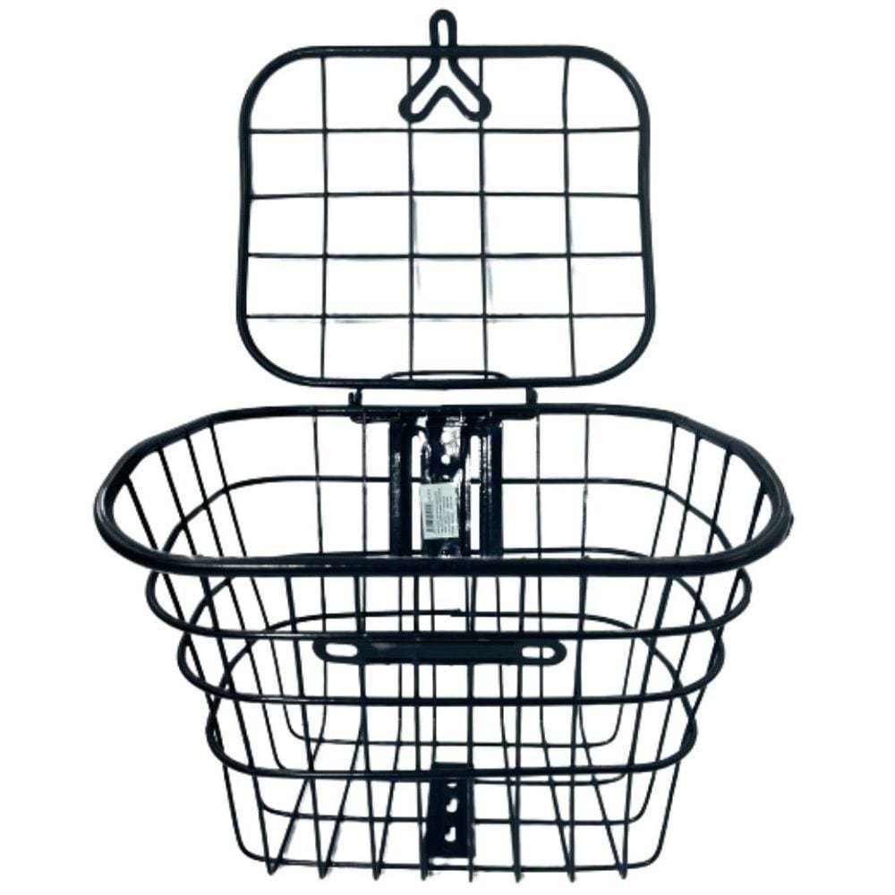 Cesta 26 Oval Aço Aramada Grande Tampa Bicicleta Bike Preto