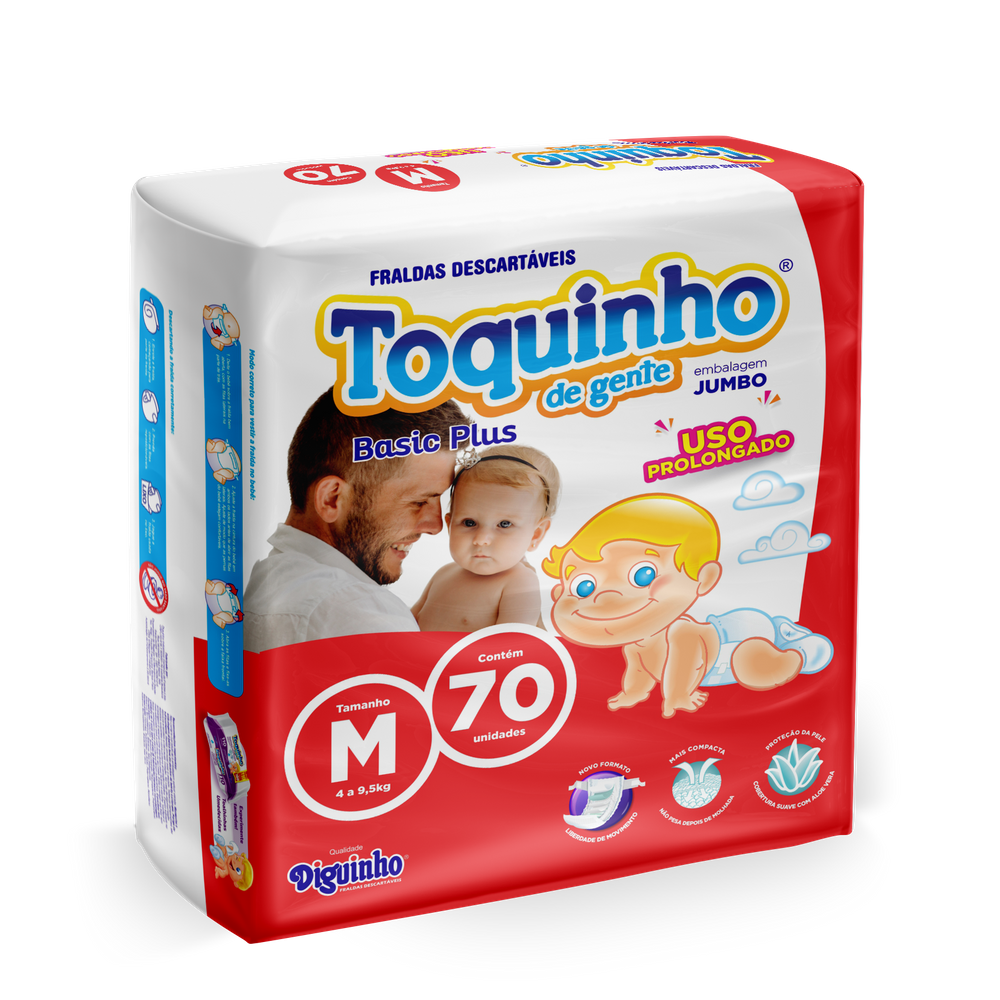 Fralda Infantil Toquinho De Gente Basic Plus M C/70