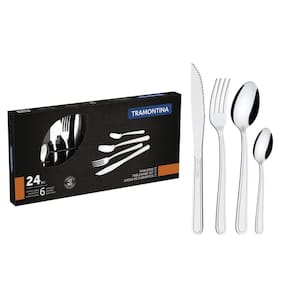Faqueiro Tramontina Búzios Inox colher, garfo, faca 24 Peças