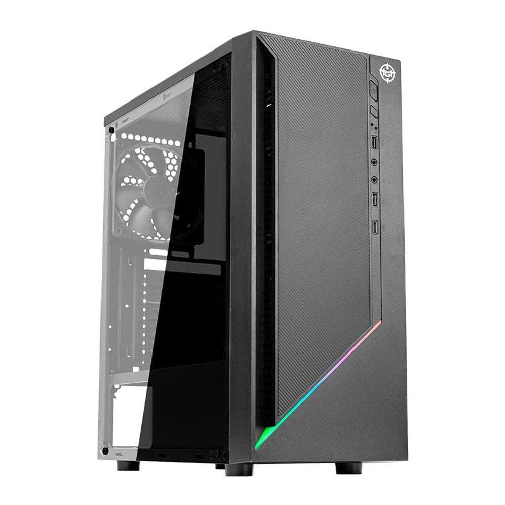 Gabinete Gamer TGT Stalker, RGB, Mid-Tower, Lateral Acrilico, Com 3 Fans, Preto, TGT-SKR-RGB01